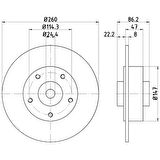 Bosch Fren Diski Arka [5D 260Mm] Fluence Megane III 1.6 16V 10 K4